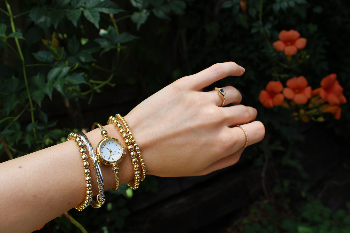 Gold Beaded Bracelet Stack