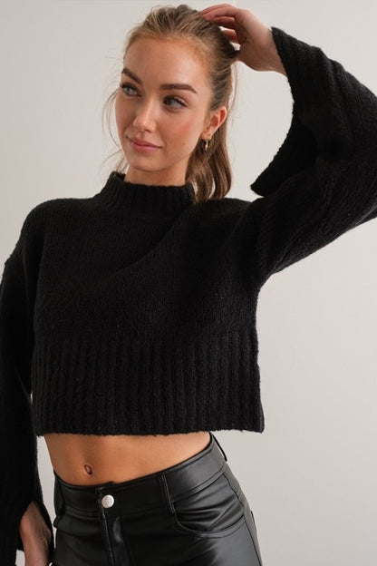 Midnight Rain Mock Knit Sweater